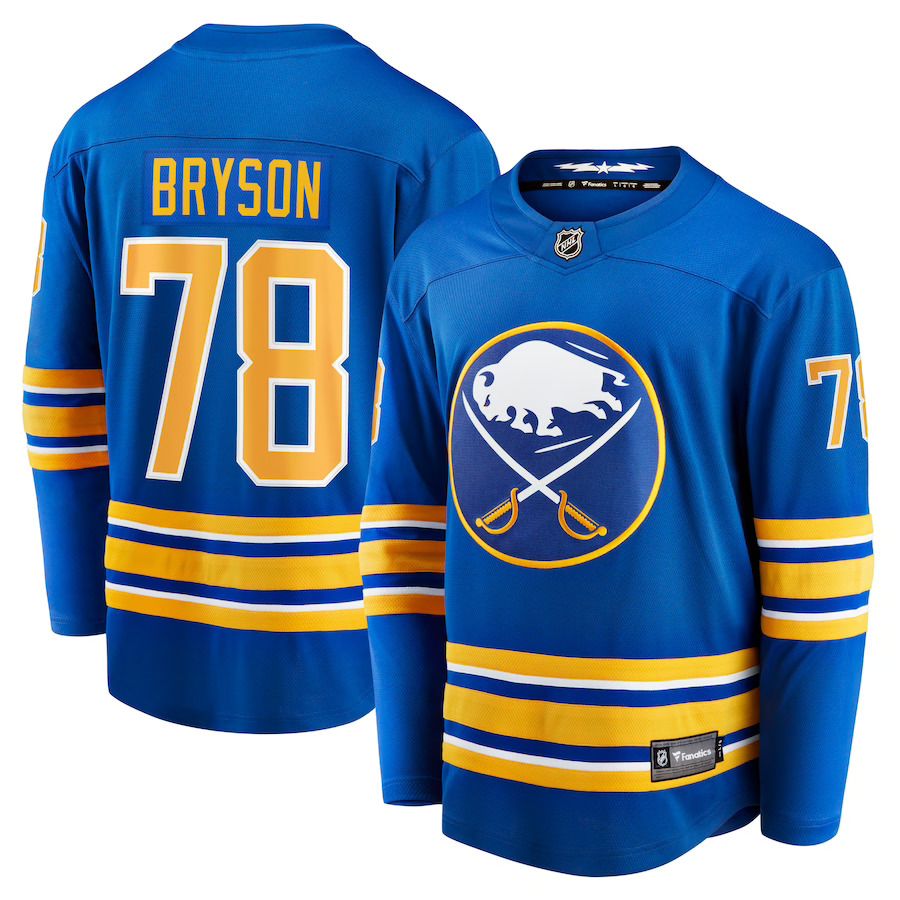 Men Buffalo Sabres 78 Jacob Bryson Fanatics Branded Royal Home Breakaway Player NHL Jersey